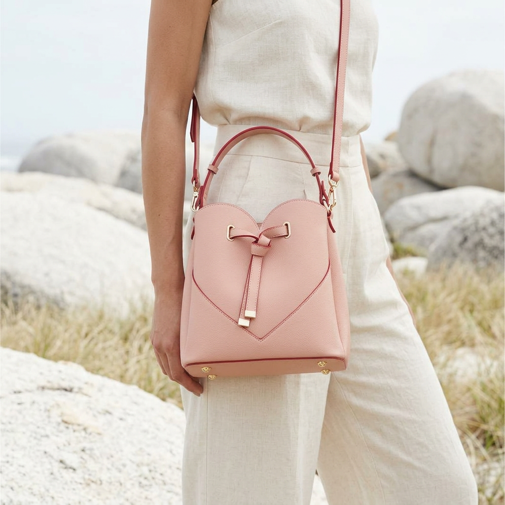 Heartstring Bucket Bag in Vegan Leather
