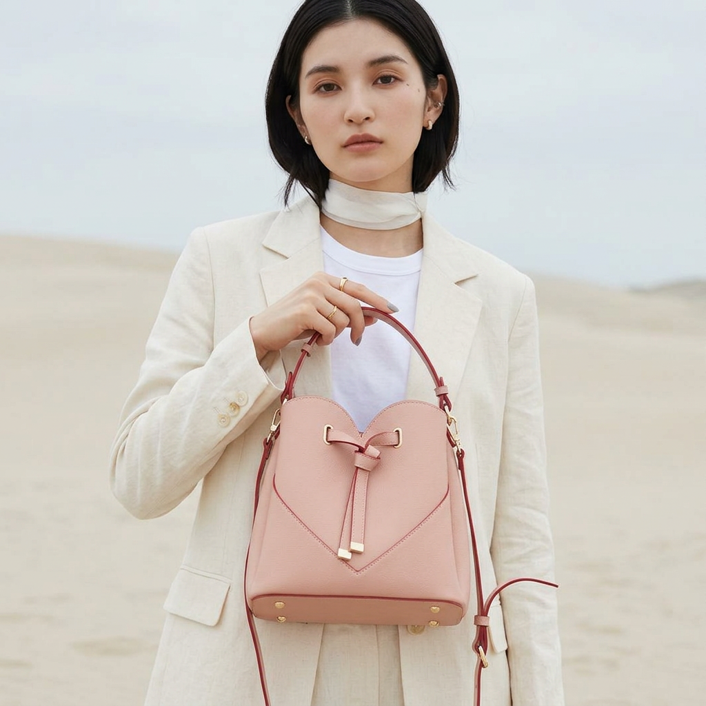 Heartstring Bucket Bag in Vegan Leather