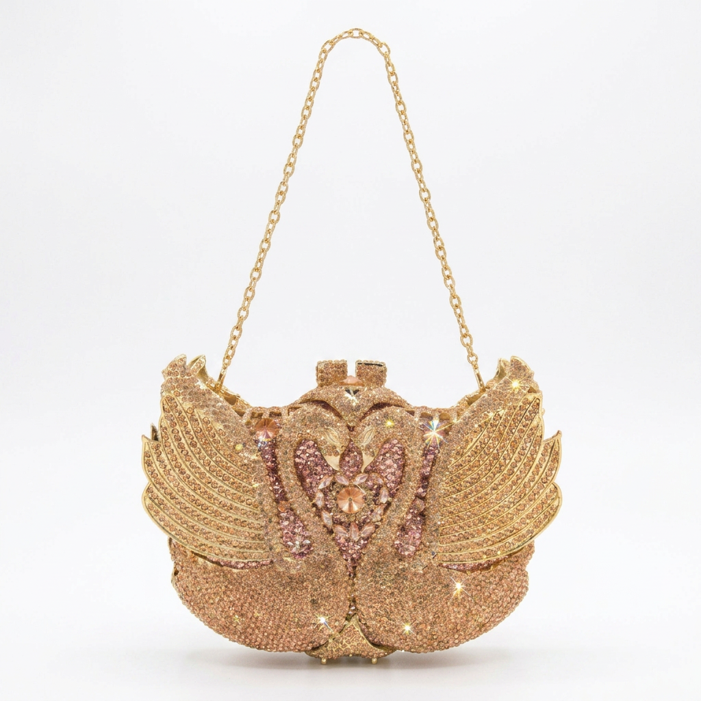 Midnight Swan Crystal Clutch
