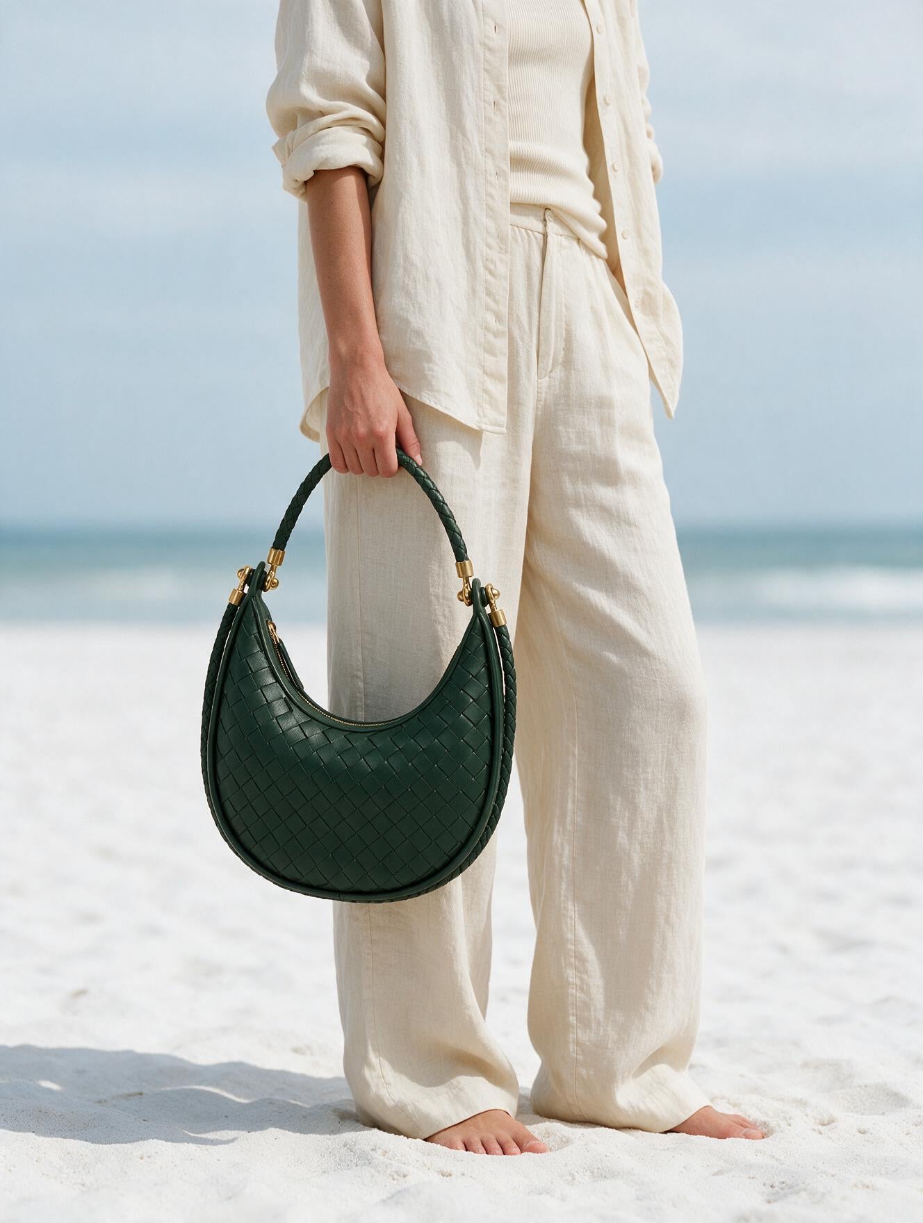 Elena Crescent Bag in Pure Leather