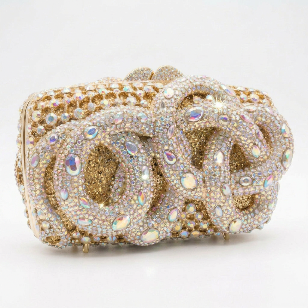 Golden Orbit Crystal Clutch