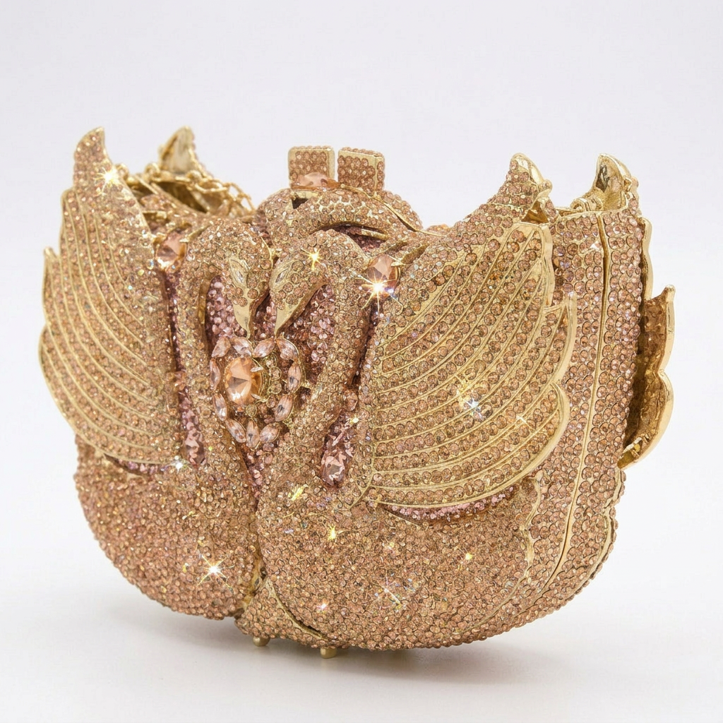 Midnight Swan Crystal Clutch