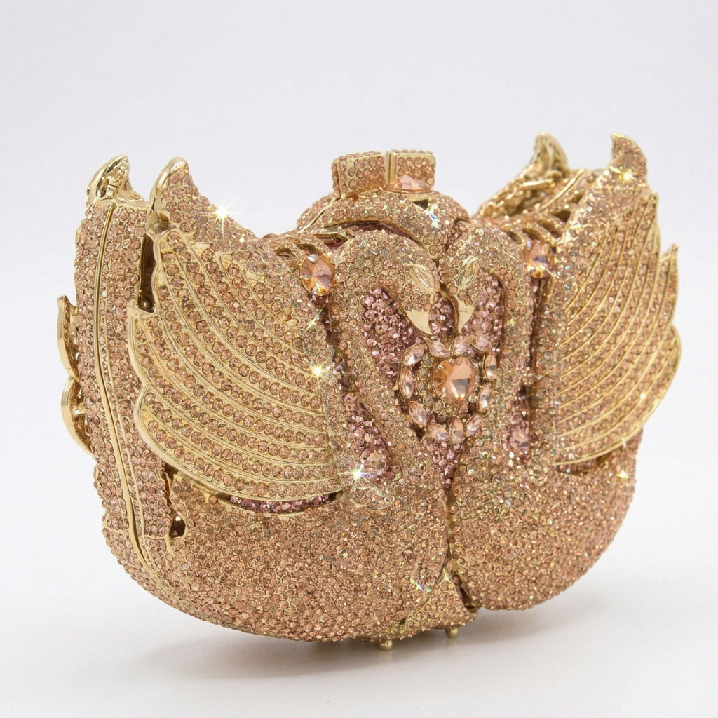 Midnight Swan Crystal Clutch