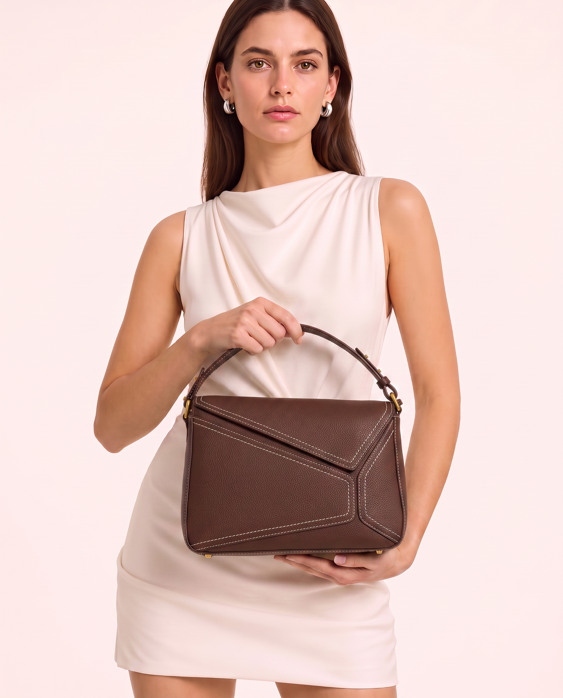 The Lotus Leather Sling Handbag in Pure Leather