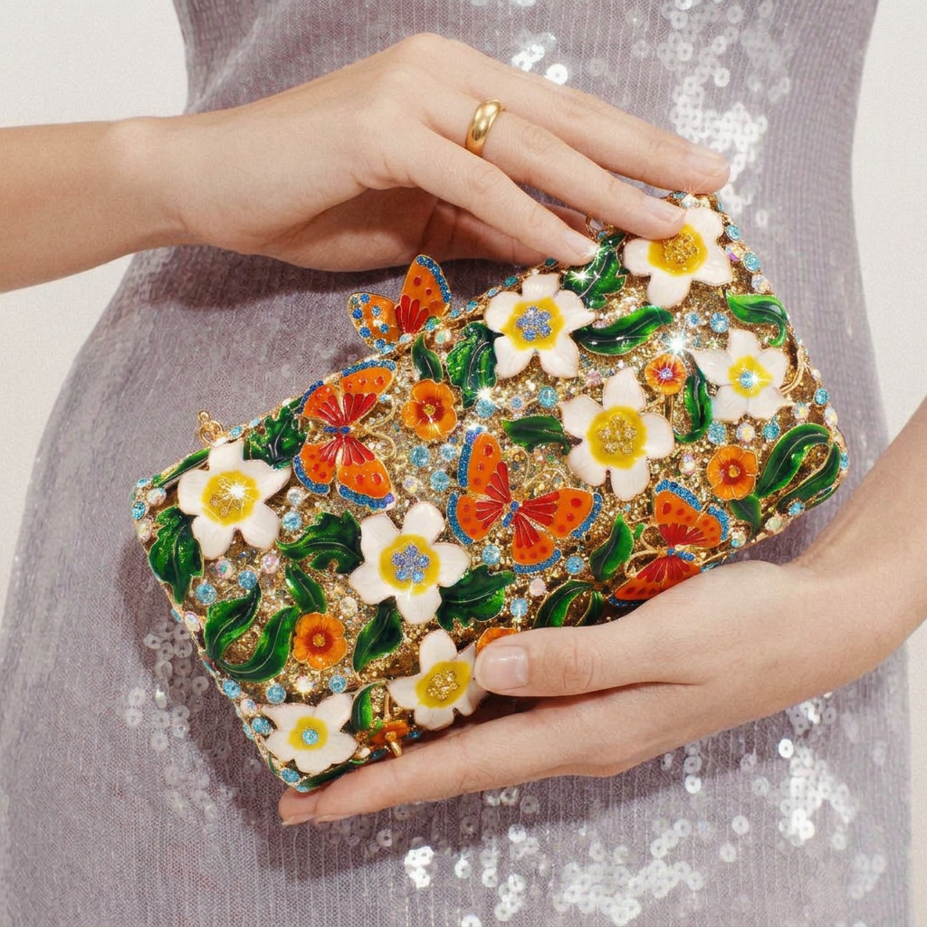 Butterfly Garden Crystal Clutch