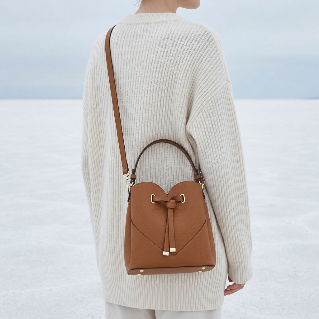 Heartstring Bucket Bag in Vegan Leather
