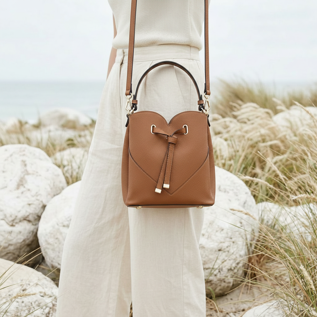 Heartstring Bucket Bag in Vegan Leather