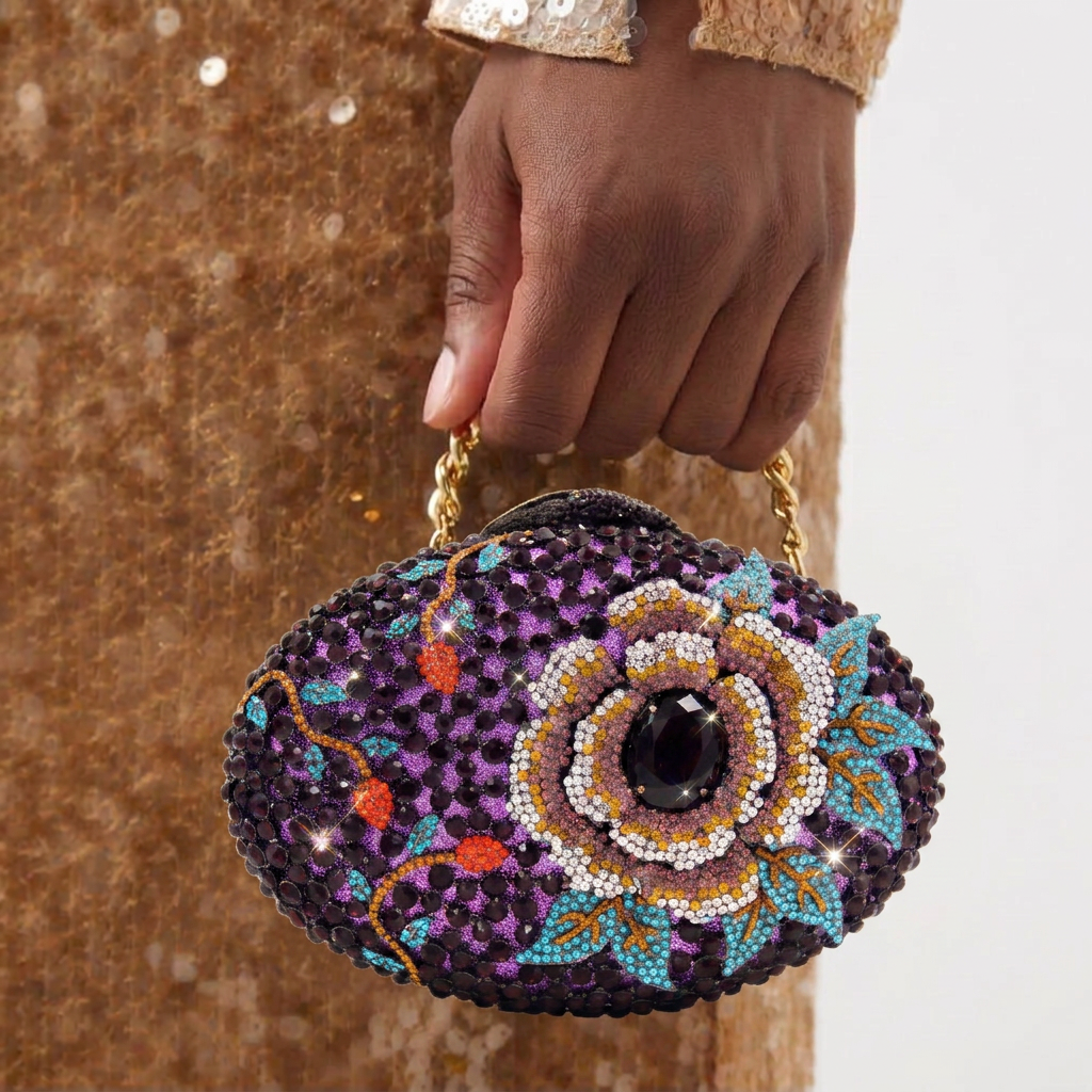 Midnight Rose Crystal Clutch