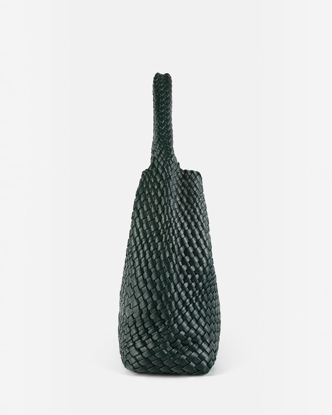 Pine Drew India The Jocelyn black handwoven vegan leather shoulder bag with a sculptural slouchy silhouette